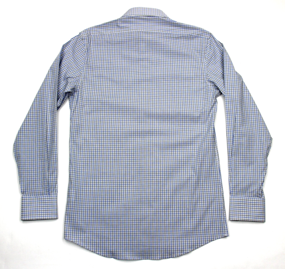 Men's Store Bloomingdale's Dress Shirt Mens 14.5 Blue Grey Stretch Long Sleeve - Picture 4 of 7